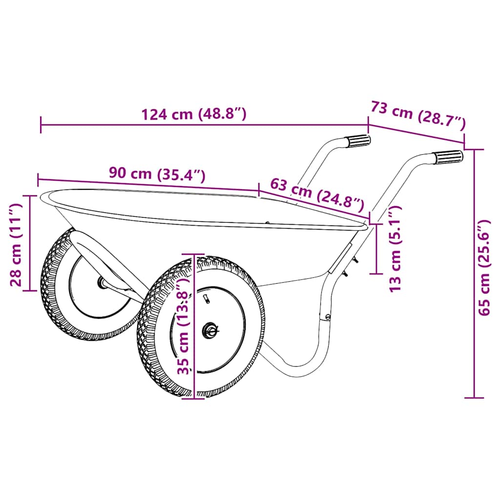 vidaXL Τροχόσπιτο Ασημί και Μαύρο 124 x 73 x 65 εκ Ατσάλι