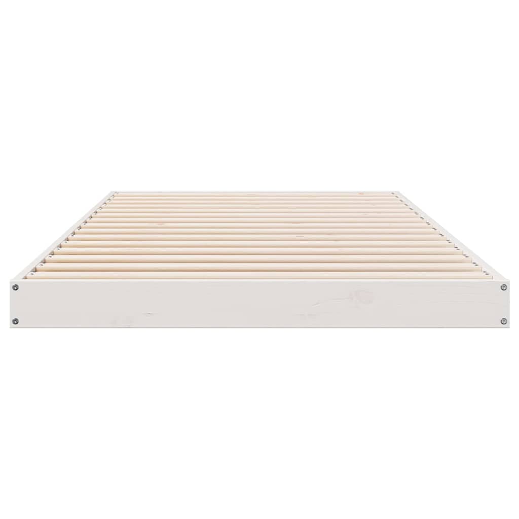 vidaXL Κρεβάτι δαπέδου Λευκό 213.5 x 104 x 9 εκ. Στερεά ξυλεία πεύκου
