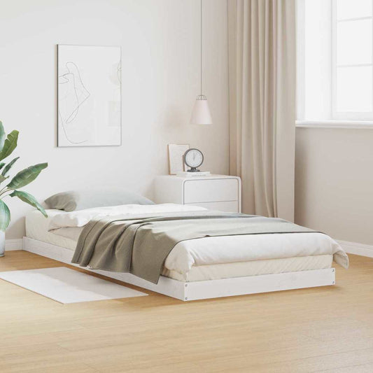 vidaXL Κρεβάτι δαπέδου Λευκό 213.5 x 104 x 9 εκ. Στερεά ξυλεία πεύκου