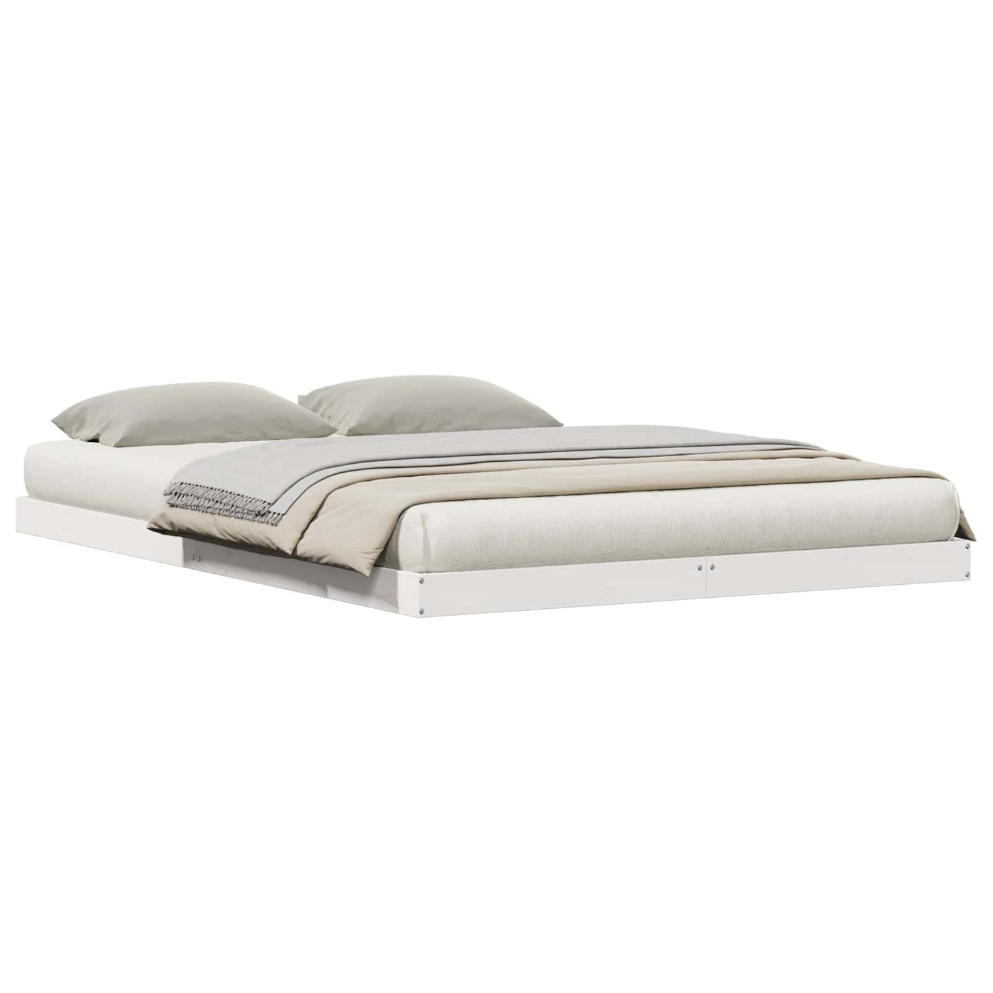 vidaXL Κρεβάτι δαπέδου Λευκό 213.5 x 104 x 9 εκ. Στερεά ξυλεία πεύκου