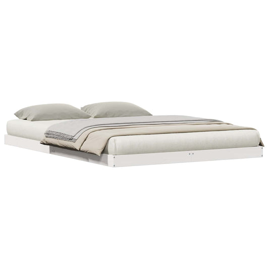 vidaXL Κρεβάτι δαπέδου Λευκό 213.5 x 104 x 9 εκ. Στερεά ξυλεία πεύκου