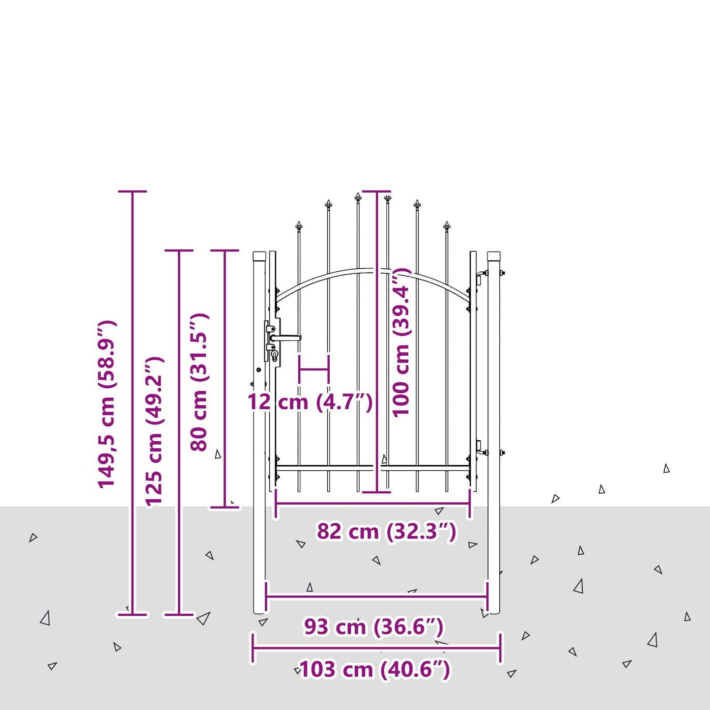 vidaXL Πύλη Κήπου με κλειδαριά Γκρι 100 x 100 cm Ατσάλι