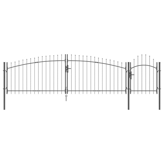 vidaXL Πύλη Κήπου με κλειδαριά Woerden Γκρι 100 x 500 cm Ατσάλι