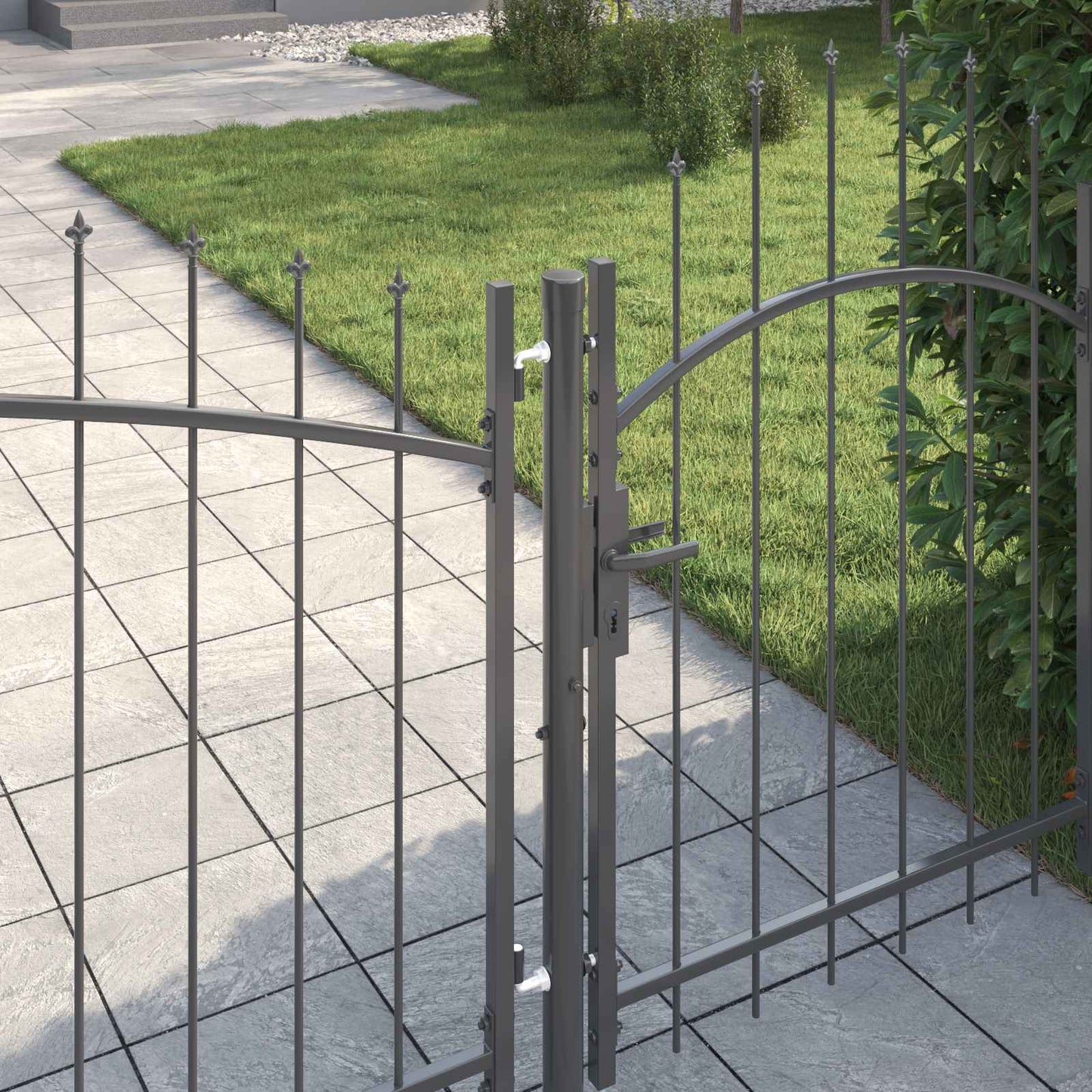 vidaXL Πύλη Κήπου με κλειδαριά Woerden Γκρι 150 x 500 cm Ατσάλι