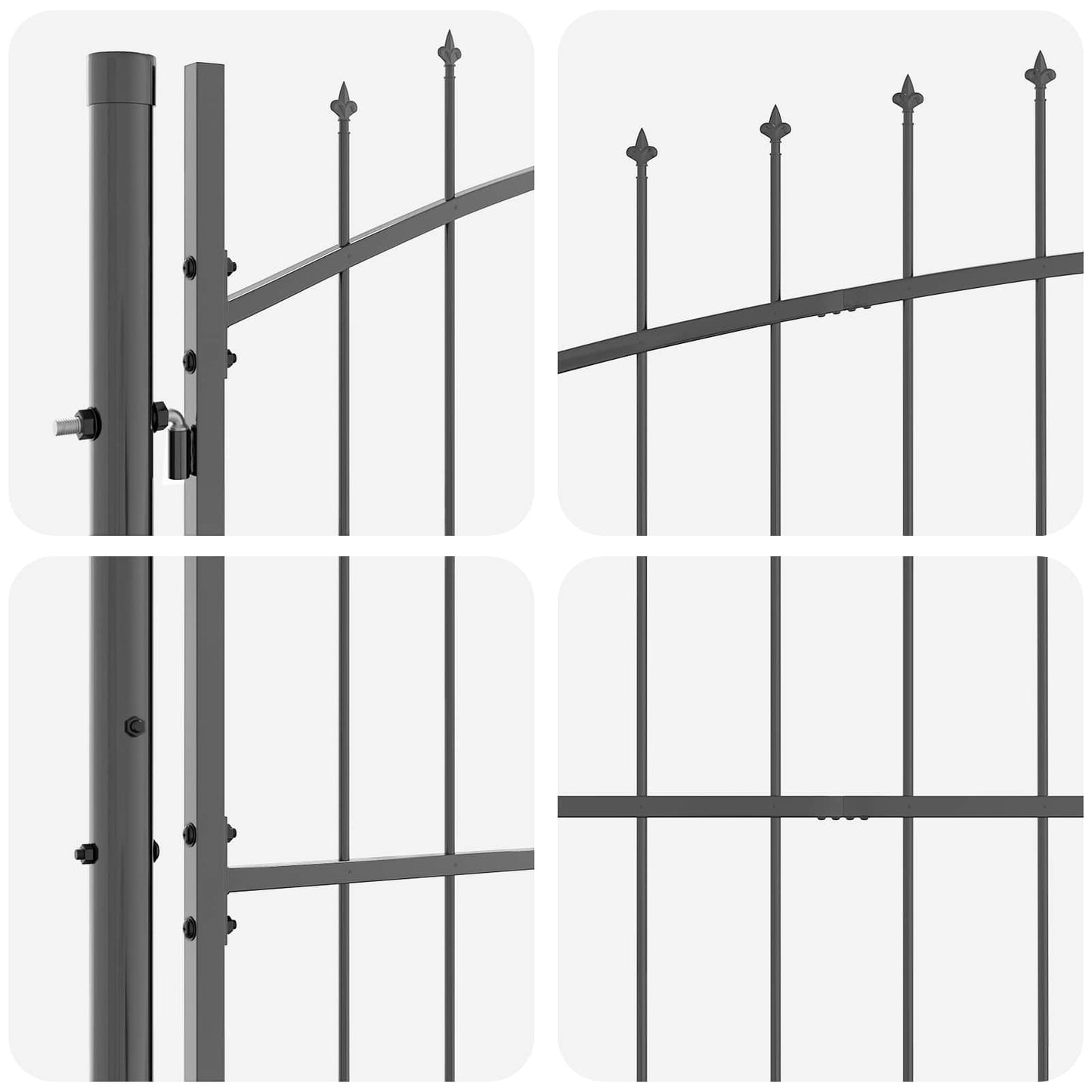 vidaXL Πύλη Κήπου με κλειδαριά Woerden Γκρι 175 x 500 εκ Ατσάλι