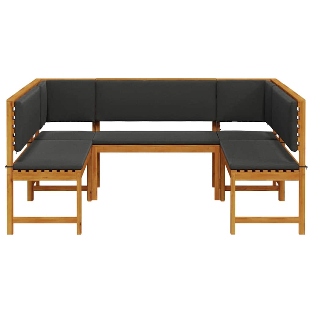 vidaXL Σετ Παγκάκι Κήπου 5 pcs Καφέ Μασίφ ξύλο ακακίας