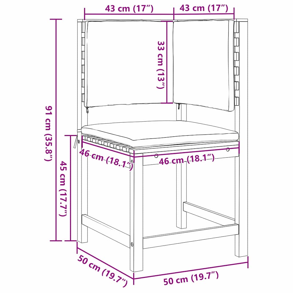 vidaXL Σετ Παγκάκι Κήπου 5 pcs Καφέ Μασίφ ξύλο ακακίας