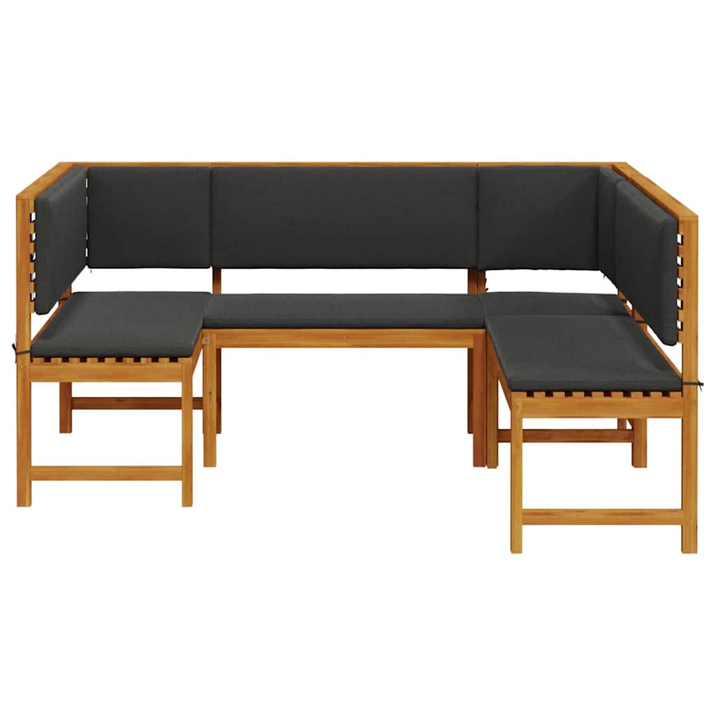 vidaXL Σετ Κήπου 3 Τεμαχίων με Μαξιλάρια από Στερεά Ξύλο Ακακίας