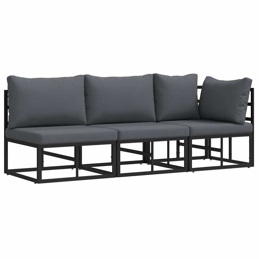 vidaXL Εξωτερικά Έπιπλα με μαξιλάρι με μαξιλάρι Μαύρο Αλουμίνιο