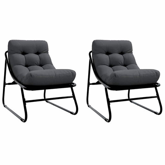 vidaXL Εξωτερικά Έπιπλα με μαξιλάρι 2 pcs Μαύρο 60,5 x 81 x 71 cm