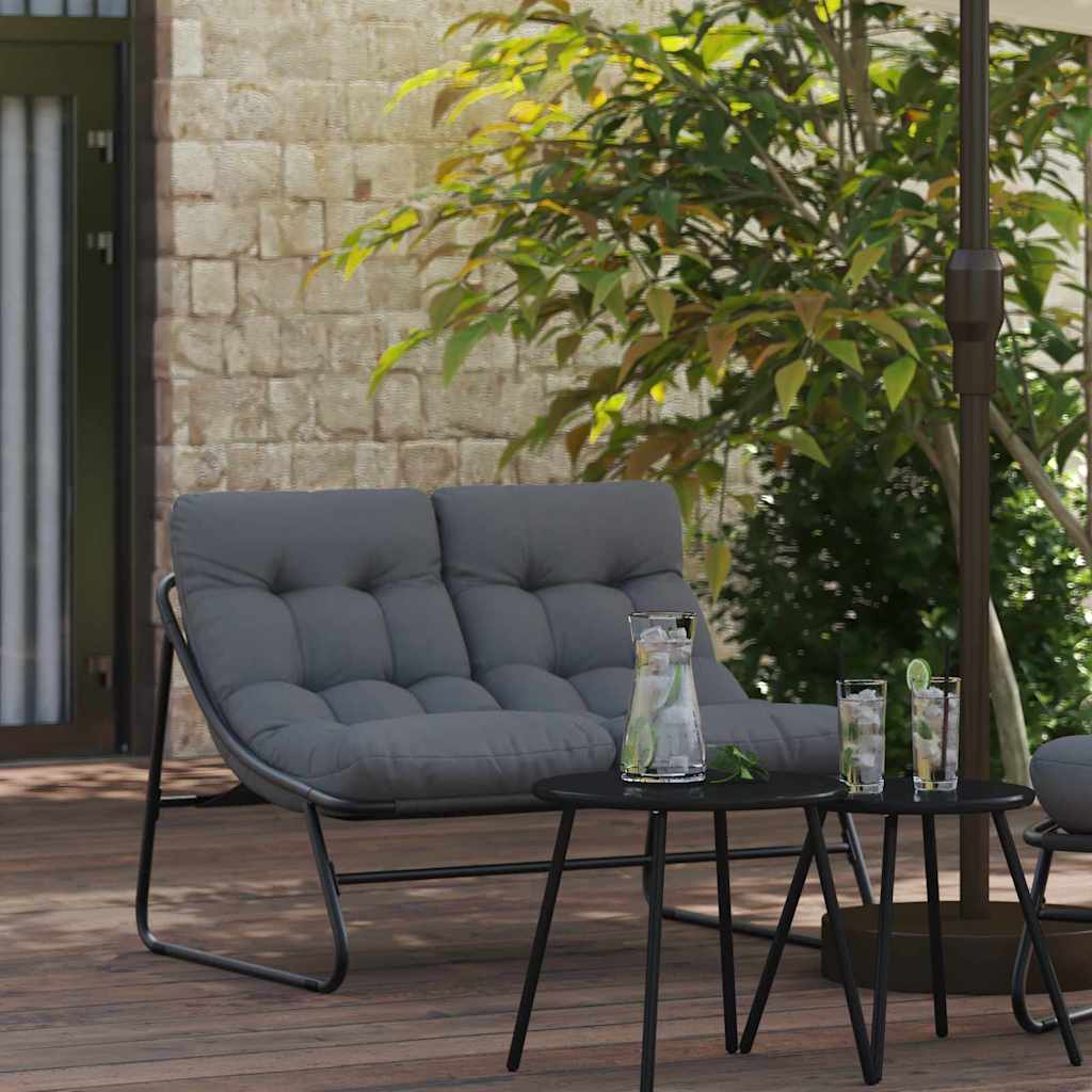vidaXL Εξωτερικά Έπιπλα με μαξιλάρι Μαύρο 110 x 81 x 71 cm