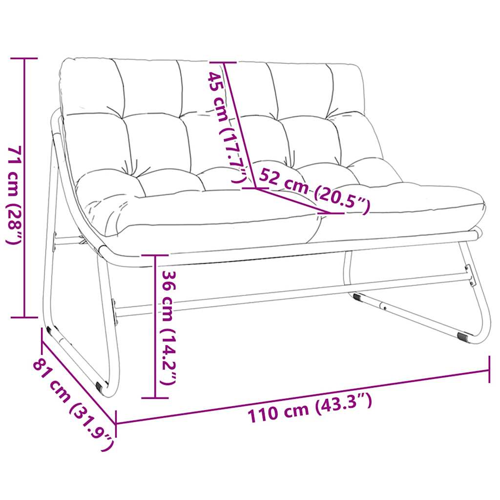 vidaXL Εξωτερικά Έπιπλα με μαξιλάρι Μαύρο 110 x 81 x 71 cm