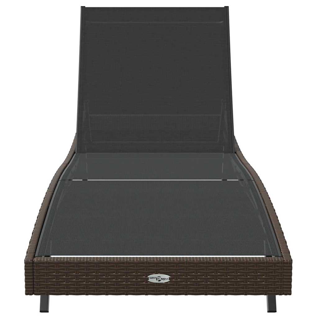 vidaXL Ξαπλώστρα Καφέ 70 x 197 x 82 εκ. Πολυ Ράτταν και Μέταλλο