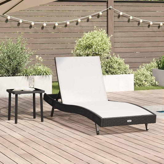 vidaXL Ξαπλώστρα 2 pcs Μαύρο και Λευκό συνθετικό ρατάν