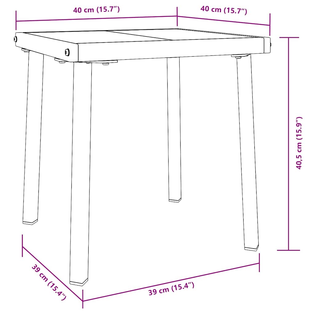 vidaXL Ξαπλώστρα με Τραπέζι 2 pcs Μαύρο, Λευκό 40 x 40 x 40.5 εκ