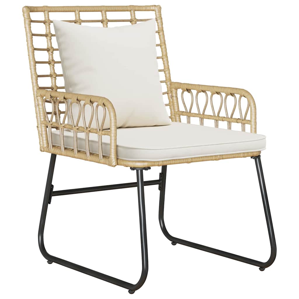 vidaXL Σέτ φαγητού για κήπο 3 pcs Καφέ και Κρέμα Πολυ rattan, ατσάλι