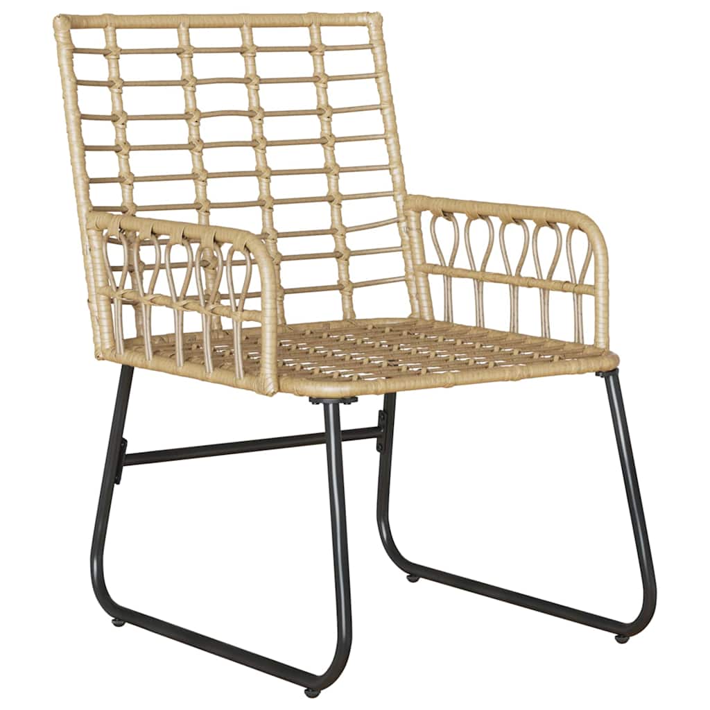 vidaXL Σέτ φαγητού για κήπο 3 pcs Καφέ και Κρέμα Πολυ rattan, ατσάλι