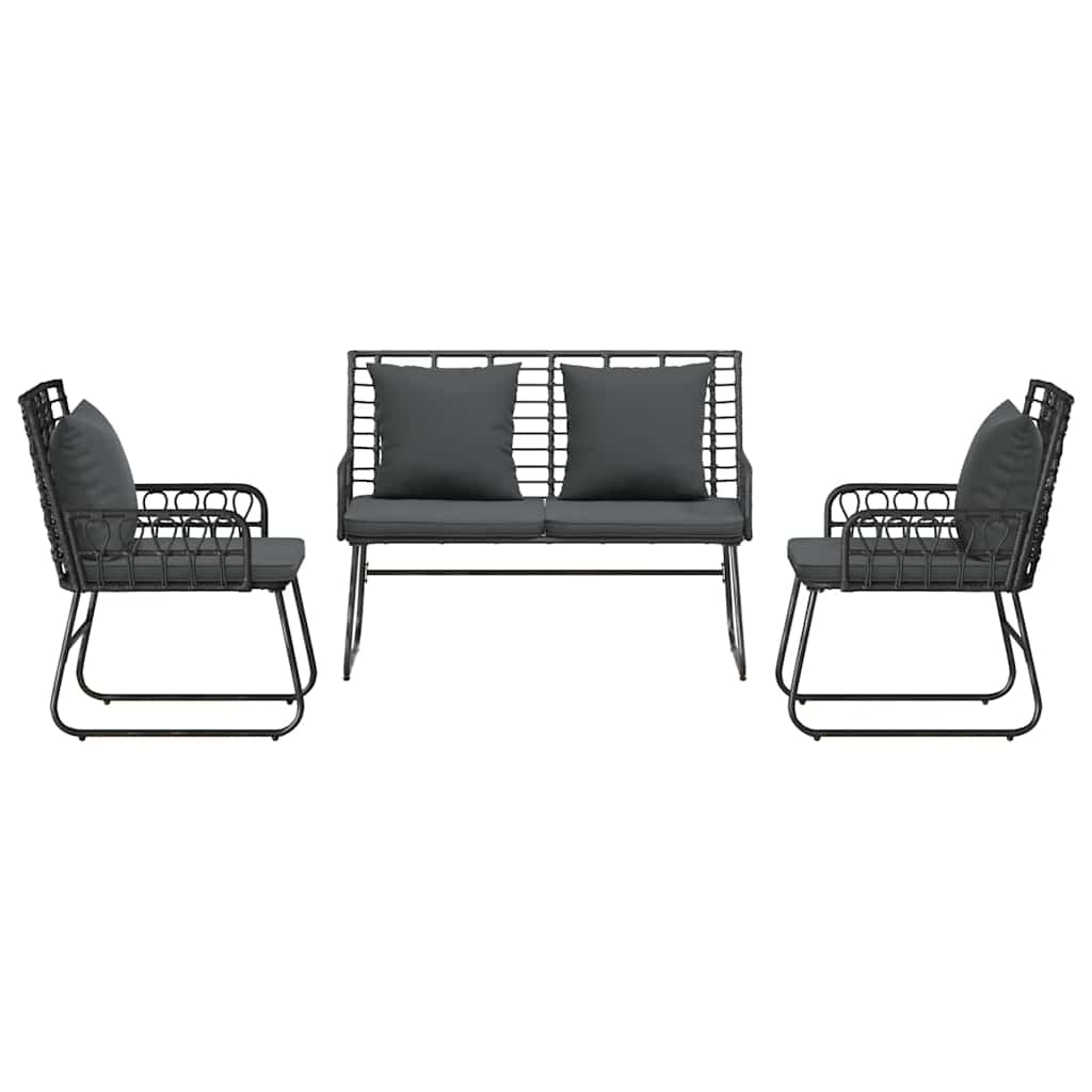 vidaXL Σέτ φαγητού για κήπο 3 pcs Μαύρο, Ανθρακί 113 x 69 x 83 εκ.