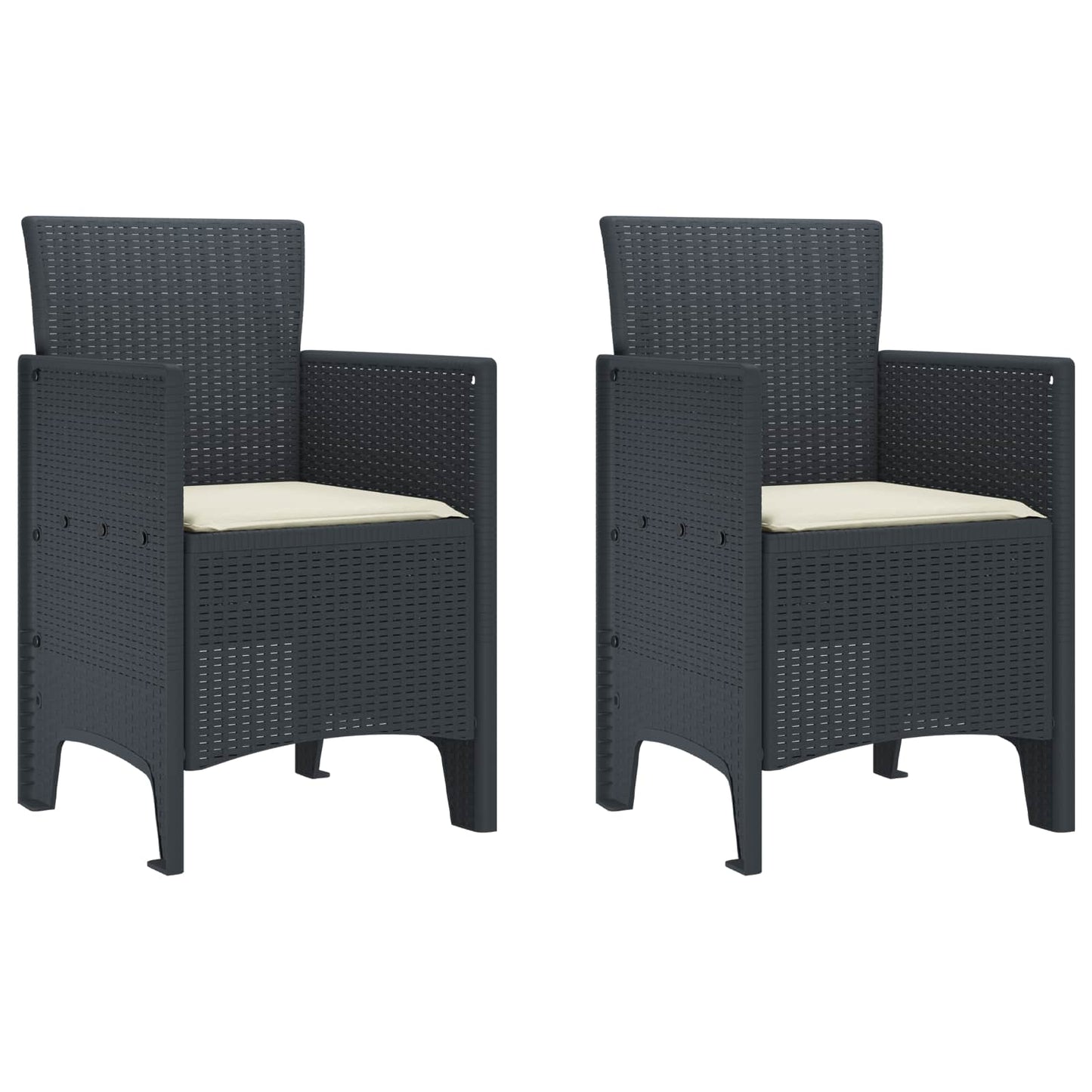 vidaXL Καρέκλα Κήπου 2 pcs Ανθρακί 53 x 49 x 85 εκ. Πολυπροπυλένιο