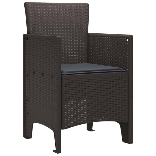 vidaXL Καρέκλα Κήπου 2 pcs Καφέ 53 x 49 x 85 εκ. Πολυπροπυλένιο