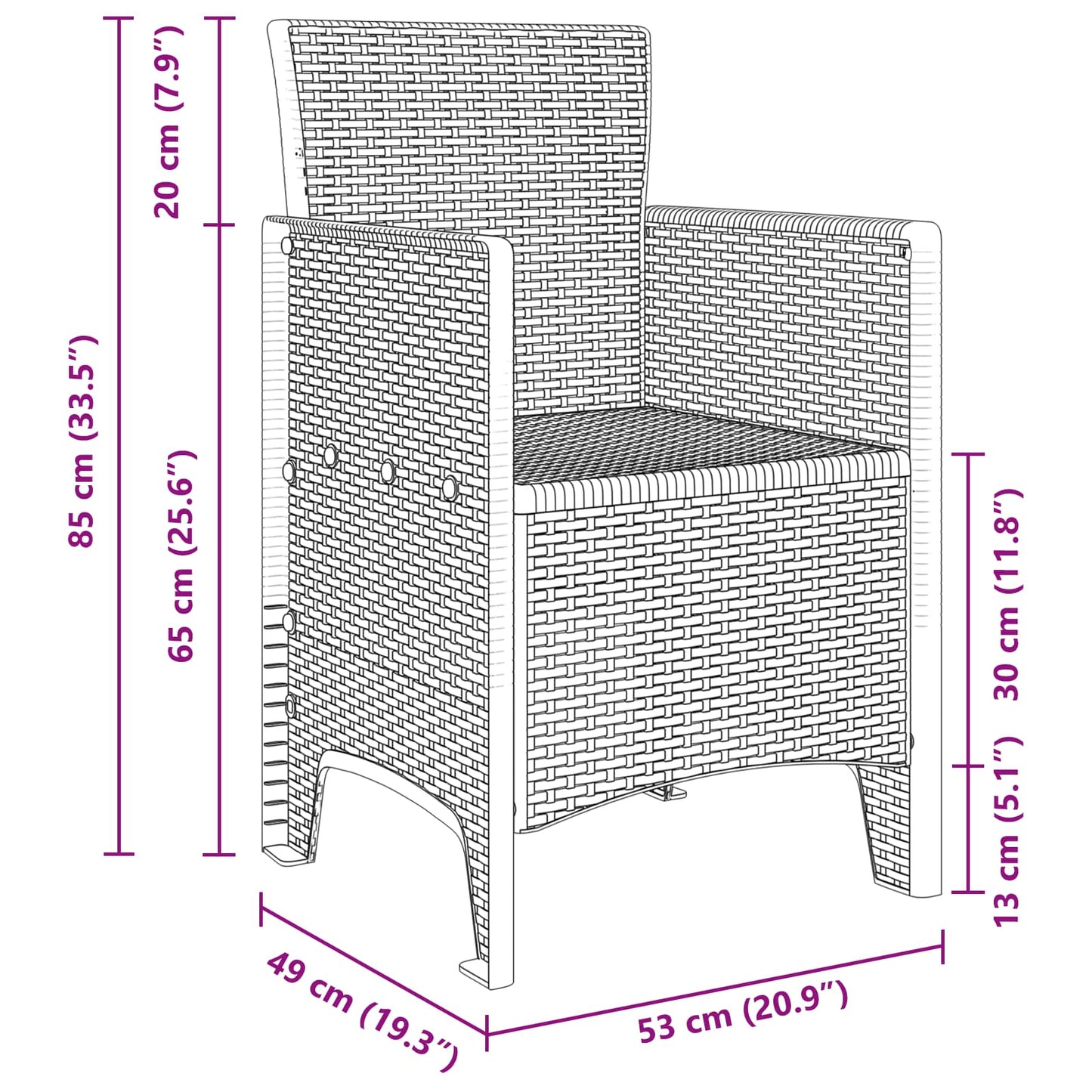 vidaXL Καρέκλα Κήπου 2 pcs Λευκό 53 x 49 x 85 εκ. Πολυπροπυλένιο