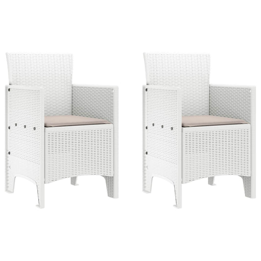 vidaXL Καρέκλα Κήπου 2 pcs Λευκό 53 x 49 x 85 εκ. Πολυπροπυλένιο