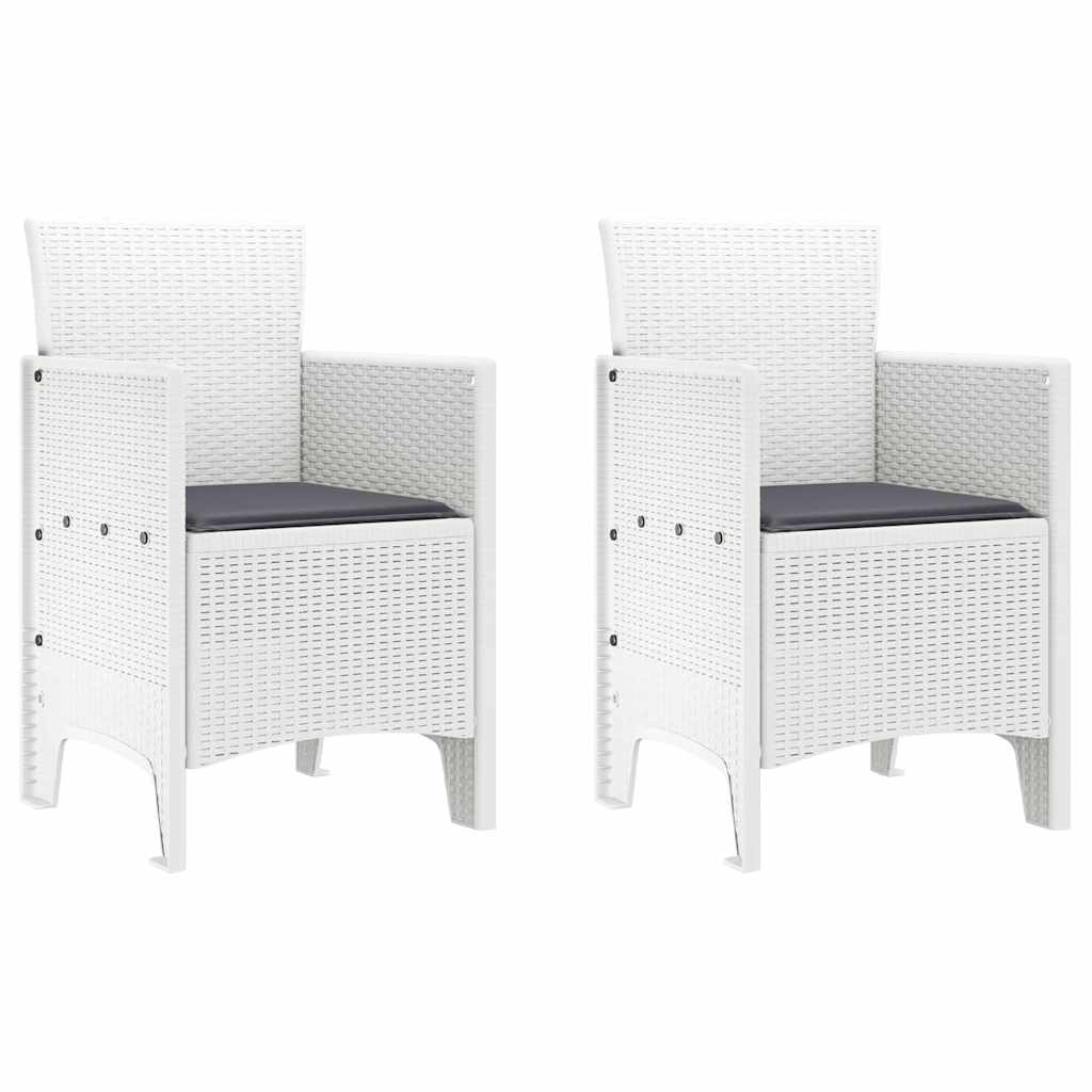 vidaXL Καρέκλα Κήπου 2 pcs Λευκό 53 x 49 x 85 εκ. Πολυπροπυλένιο