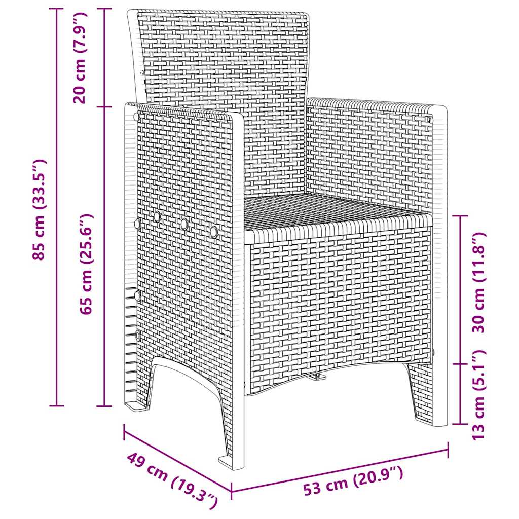 vidaXL Καρέκλα Κήπου με μαξιλάρι 2 pcs Ανοιχτό γκρι 53 x 49 x 85 εκ.