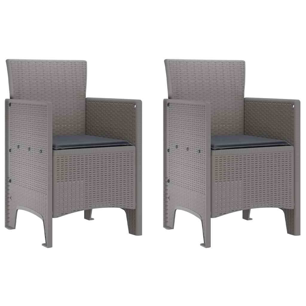vidaXL Καρέκλα Κήπου με μαξιλάρι 2 pcs Ανοιχτό γκρι 53 x 49 x 85 εκ.