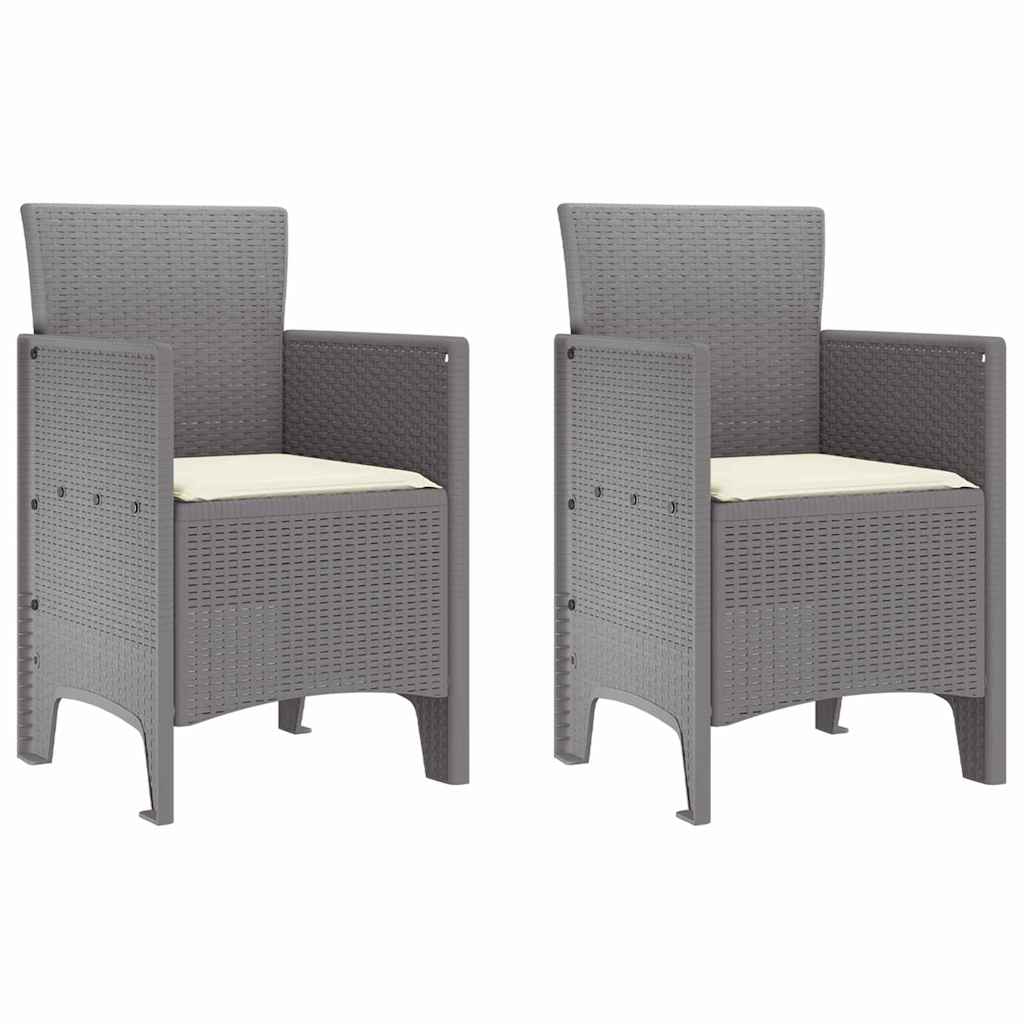 vidaXL Καρέκλα Κήπου με μαξιλάρι 2 pcs Ανοιχτό γκρι 53 x 49 x 85 εκ.