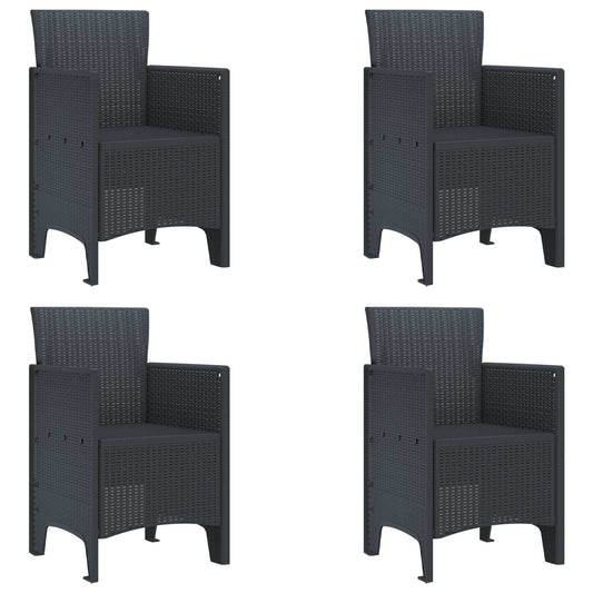 vidaXL Καρέκλα Κήπου 4 pcs Ανθρακί 53 x 49 x 85 εκ. Πολυπροπυλένιο