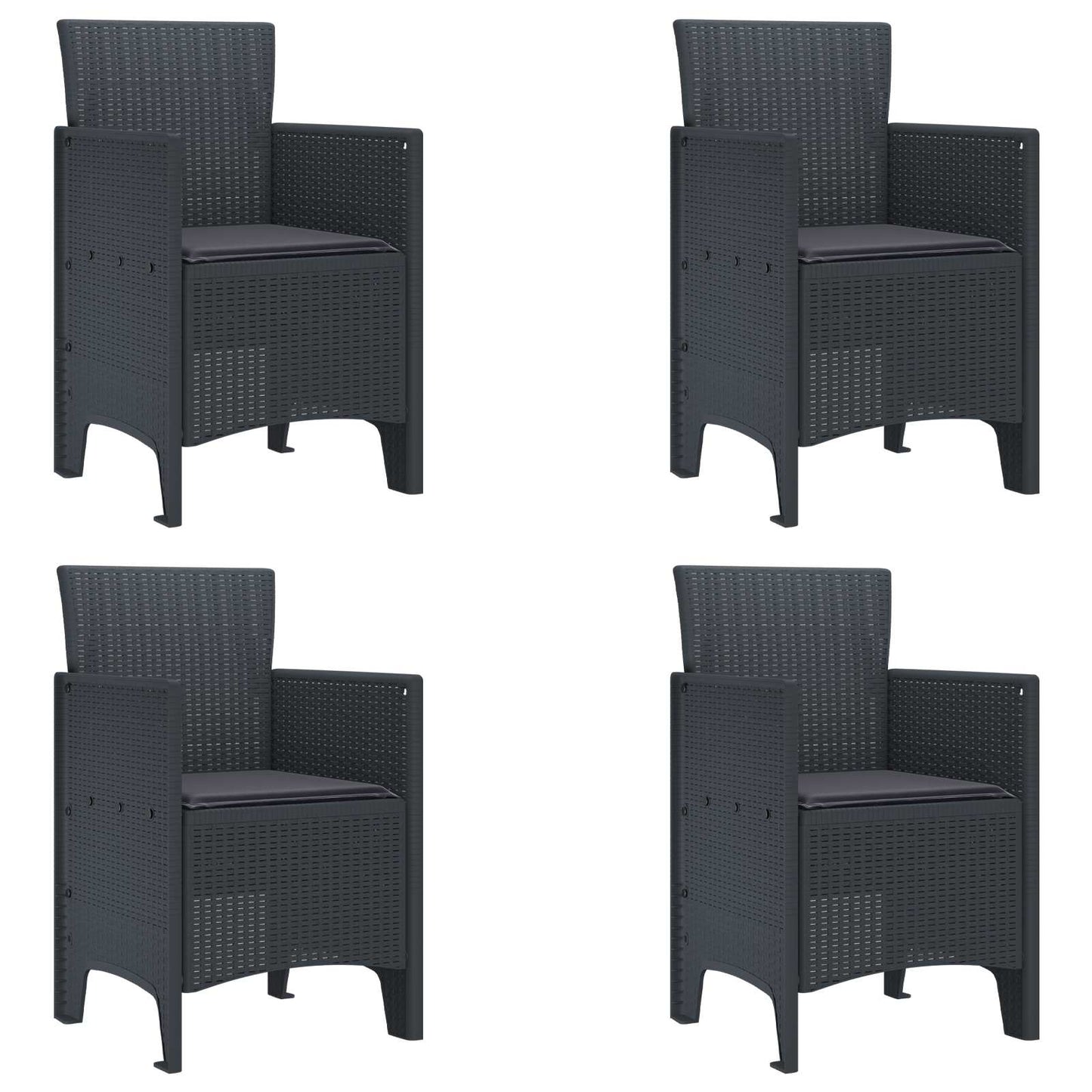 vidaXL Καρέκλα Κήπου 4 pcs Ανθρακί 53 x 49 x 85 εκ. Πολυπροπυλένιο