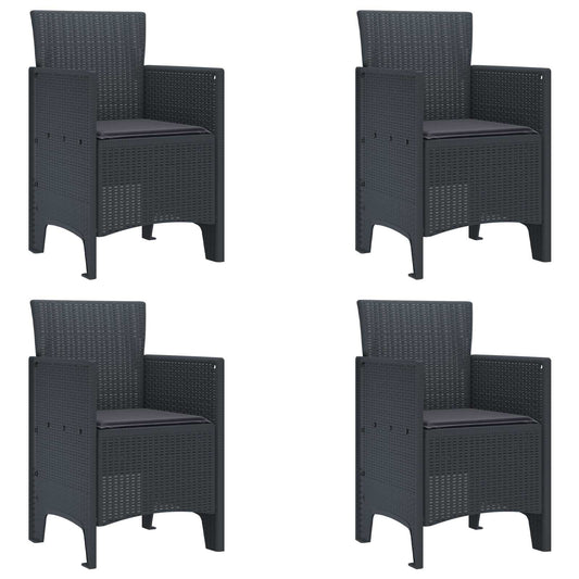 vidaXL Καρέκλα Κήπου 4 pcs Ανθρακί 53 x 49 x 85 εκ. Πολυπροπυλένιο