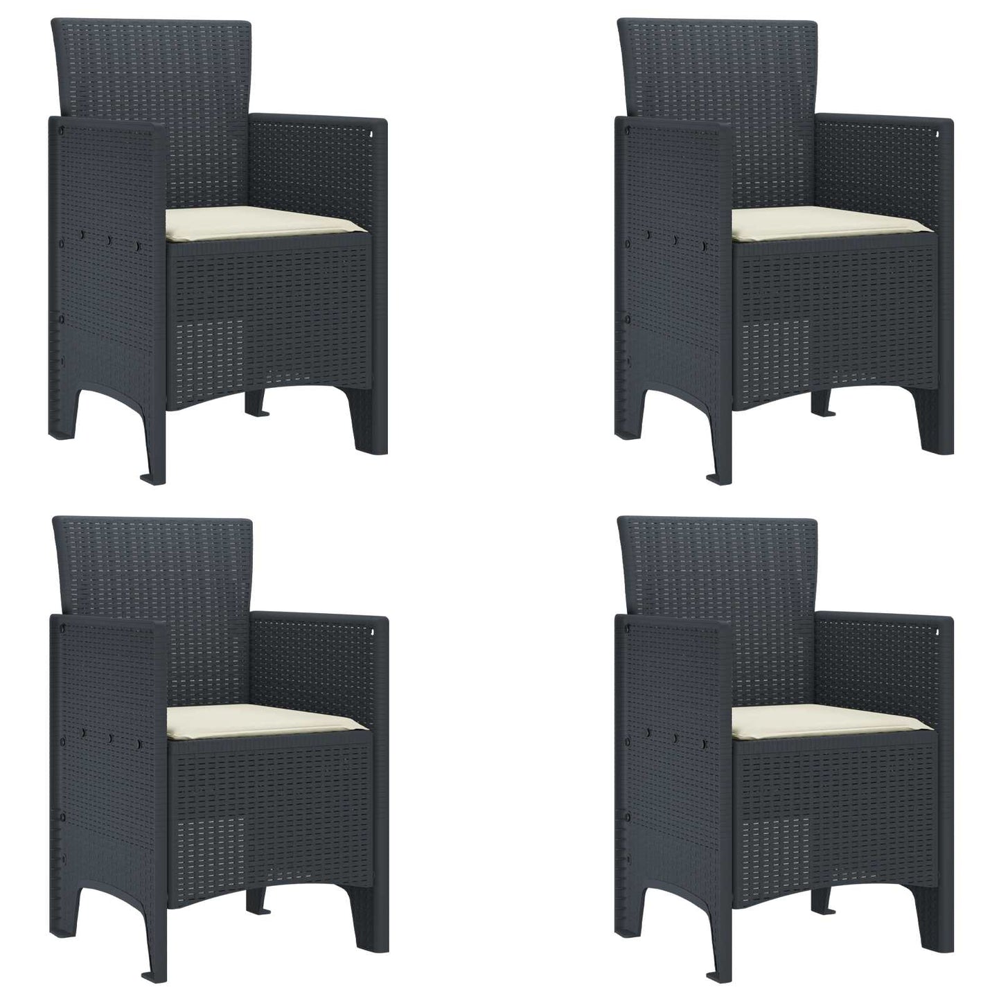 vidaXL Καρέκλα Κήπου 4 pcs Ανθρακί 53 x 49 x 85 εκ. Πολυπροπυλένιο