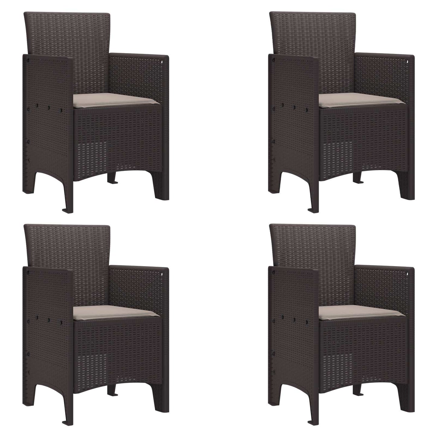 vidaXL Καρέκλα Κήπου 4 pcs Καφέ 53 x 49 x 85 εκ. Πολυπροπυλένιο