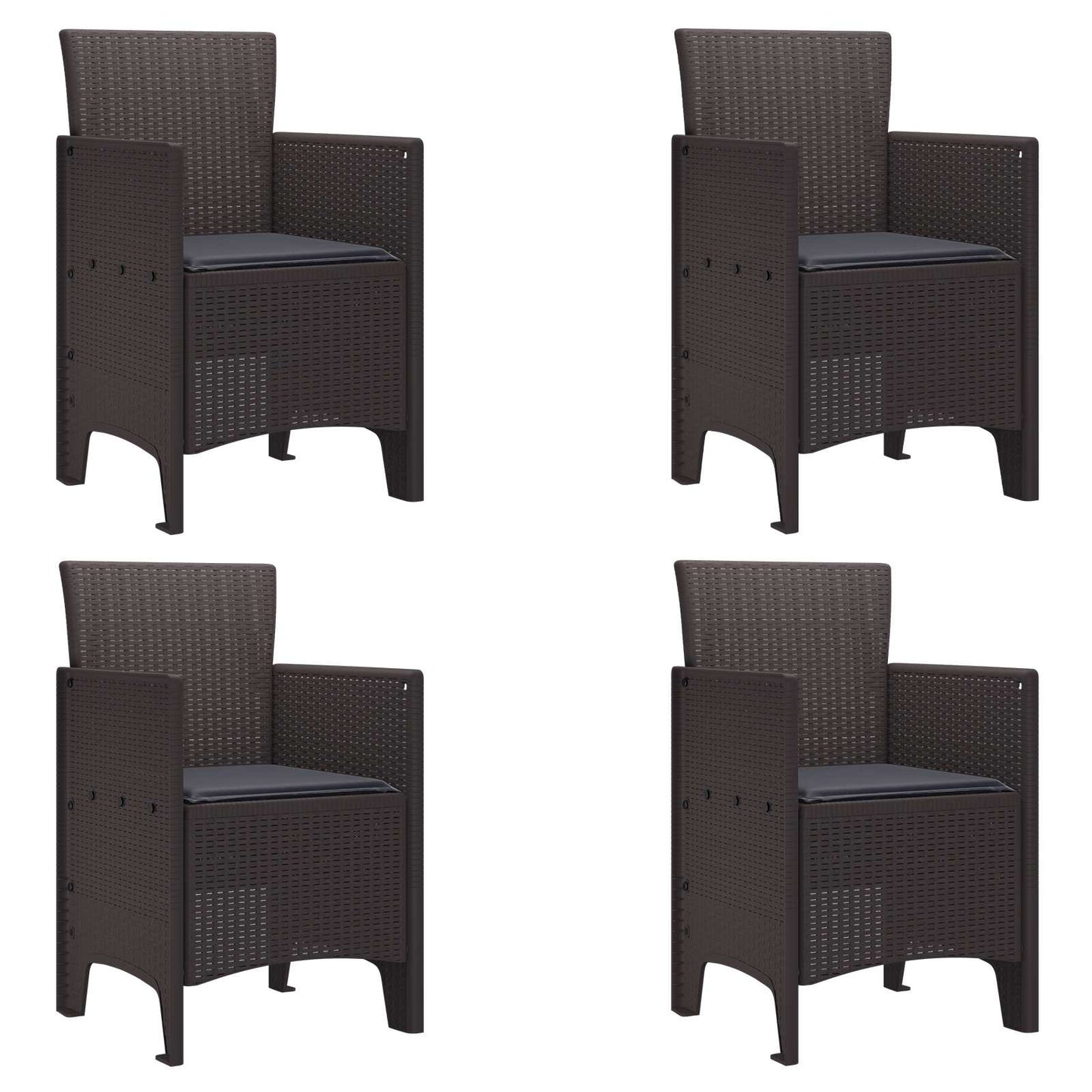 vidaXL Καρέκλα Κήπου 4 pcs Καφέ 53 x 49 x 85 εκ. Πολυπροπυλένιο