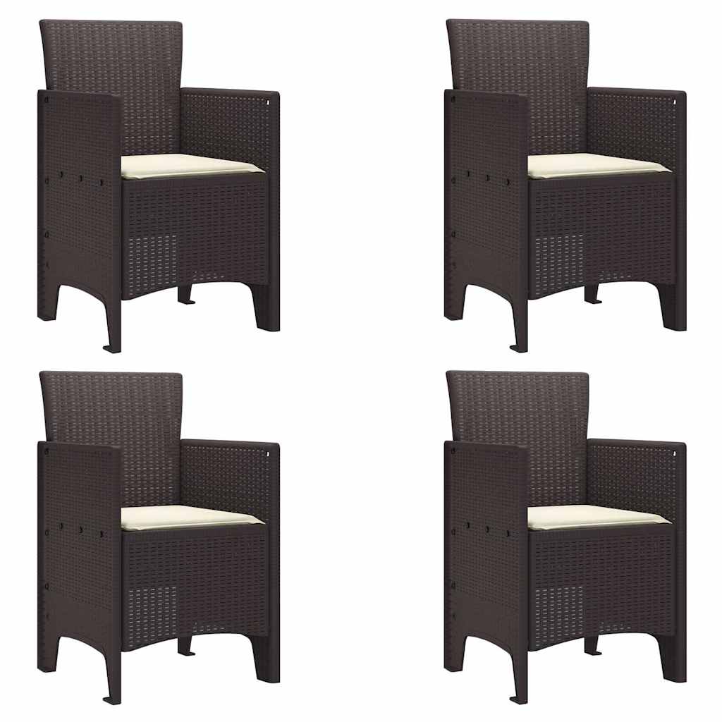 vidaXL Καρέκλα Κήπου 4 pcs Καφέ 53 x 49 x 85 εκ. PP