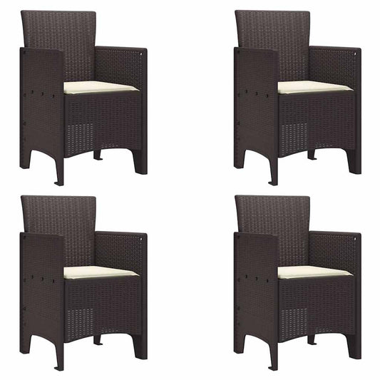 vidaXL Καρέκλα Κήπου 4 pcs Καφέ 53 x 49 x 85 εκ. PP