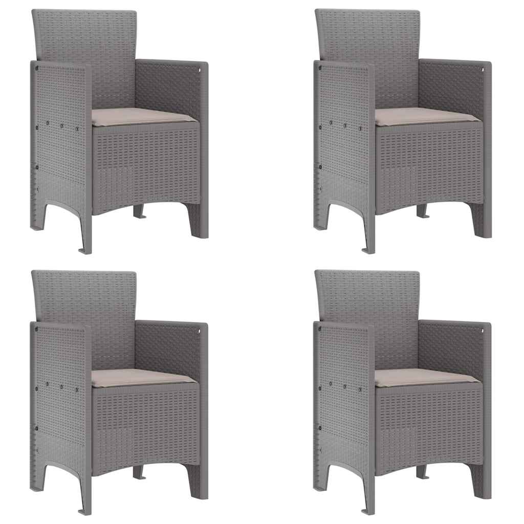 vidaXL Καρέκλα Κήπου με μαξιλάρι 4 pcs Ανοιχτό γκρι 53 x 49 x 85 εκ.