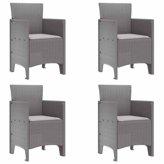 vidaXL Καρέκλα Κήπου με μαξιλάρι 4 pcs Ανοιχτό γκρι 53 x 49 x 85 εκ.