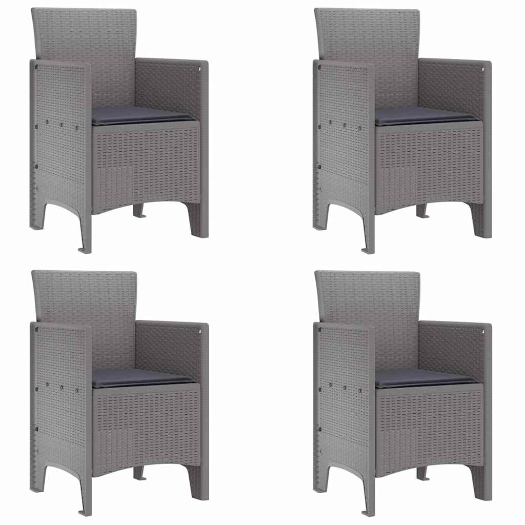 vidaXL Καρέκλα Κήπου με μαξιλάρι 4 pcs Ανοιχτό γκρι 53 x 49 x 85 εκ.