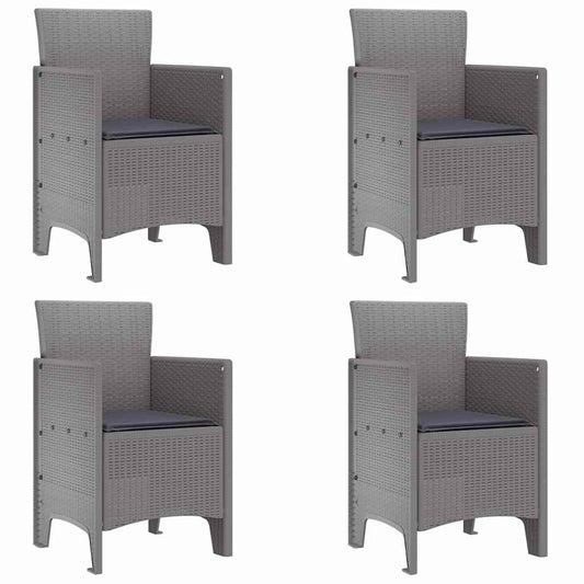 vidaXL Καρέκλα Κήπου με μαξιλάρι 4 pcs Ανοιχτό γκρι 53 x 49 x 85 εκ.