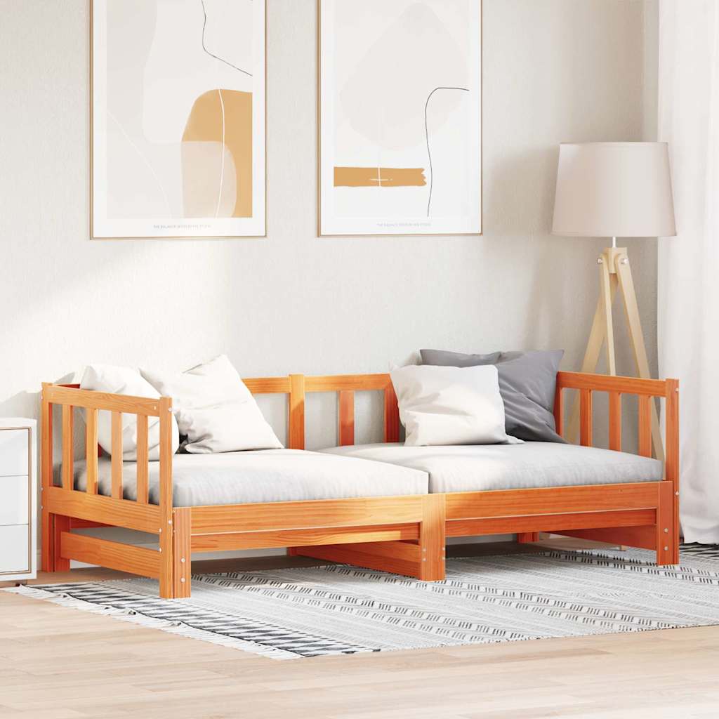 vidaXL Κρεβάτι ημέρας με αναδιπλούμενο μηχανισμό Κερωτό καφέ