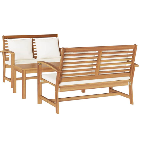 Σετ Καναπέ Κήπου 3 pcs Φυσικό Μασίφ ξύλο teak