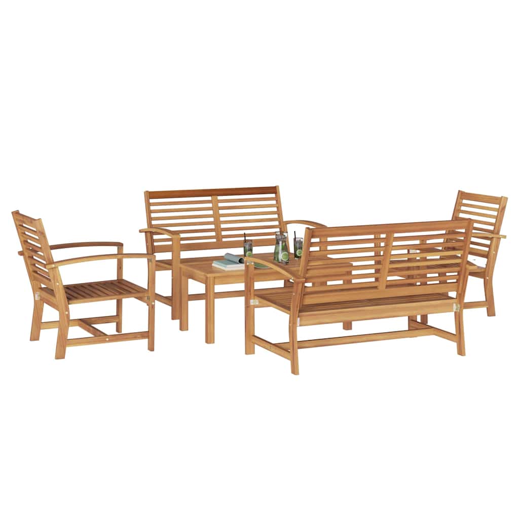 vidaXL Σετ Καναπέ Κήπου 5 pcs Φυσικό Μασίφ ξύλο teak