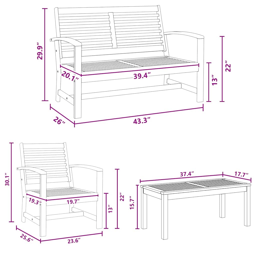 vidaXL Σετ Καναπέ Κήπου 5 pcs Φυσικό Μασίφ ξύλο teak
