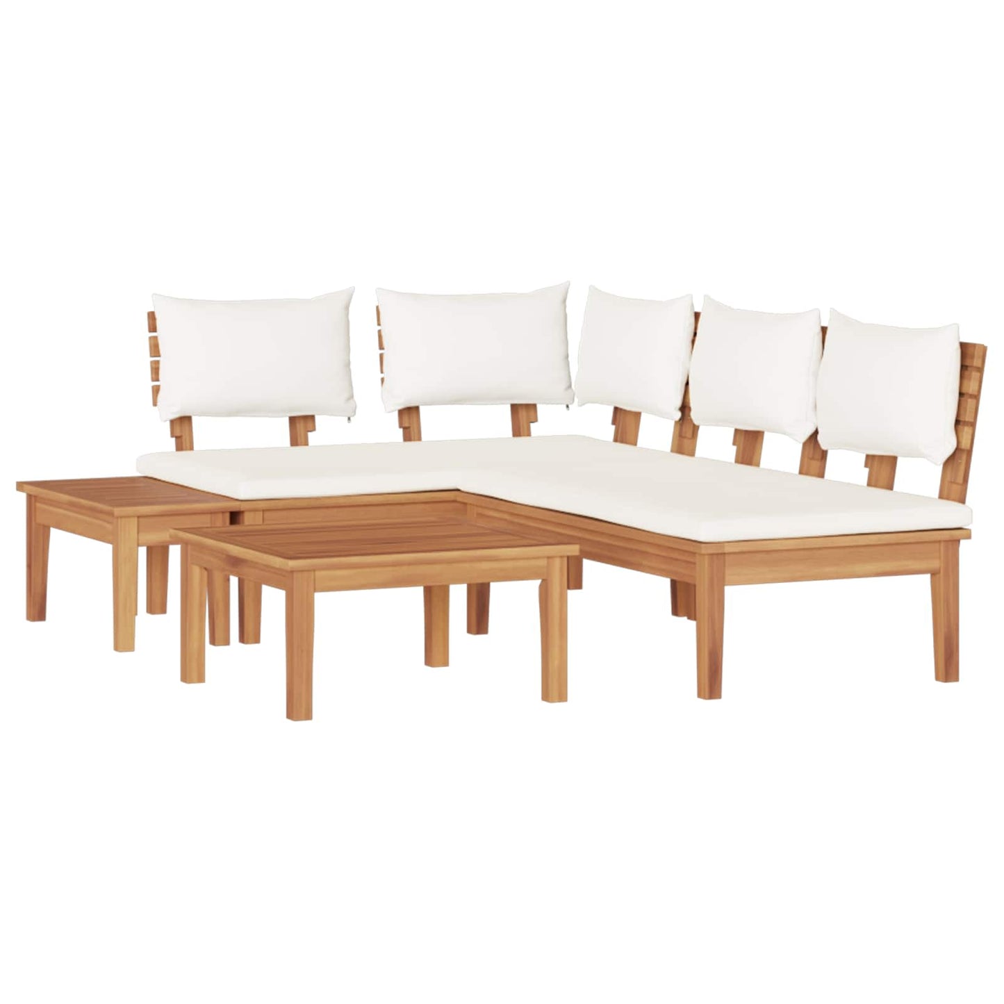 vidaXL Σετ Παγκάκι Κήπου με μαξιλάρι 4 pcs Καφέ και Κρέμα