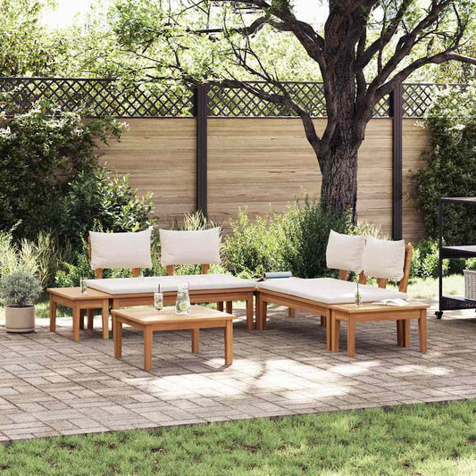 vidaXL Σετ Παγκάκι Κήπου με μαξιλάρι 3 pcs Καφέ και Κρέμα