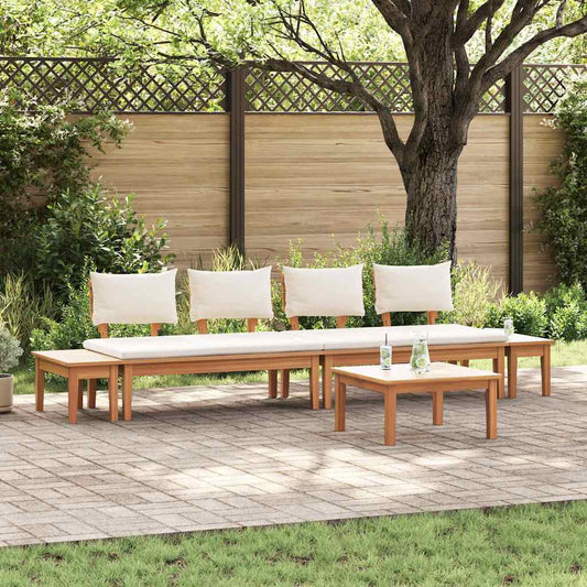vidaXL Σετ Παγκάκι Κήπου με μαξιλάρι 5 pcs Καφέ και Κρέμα
