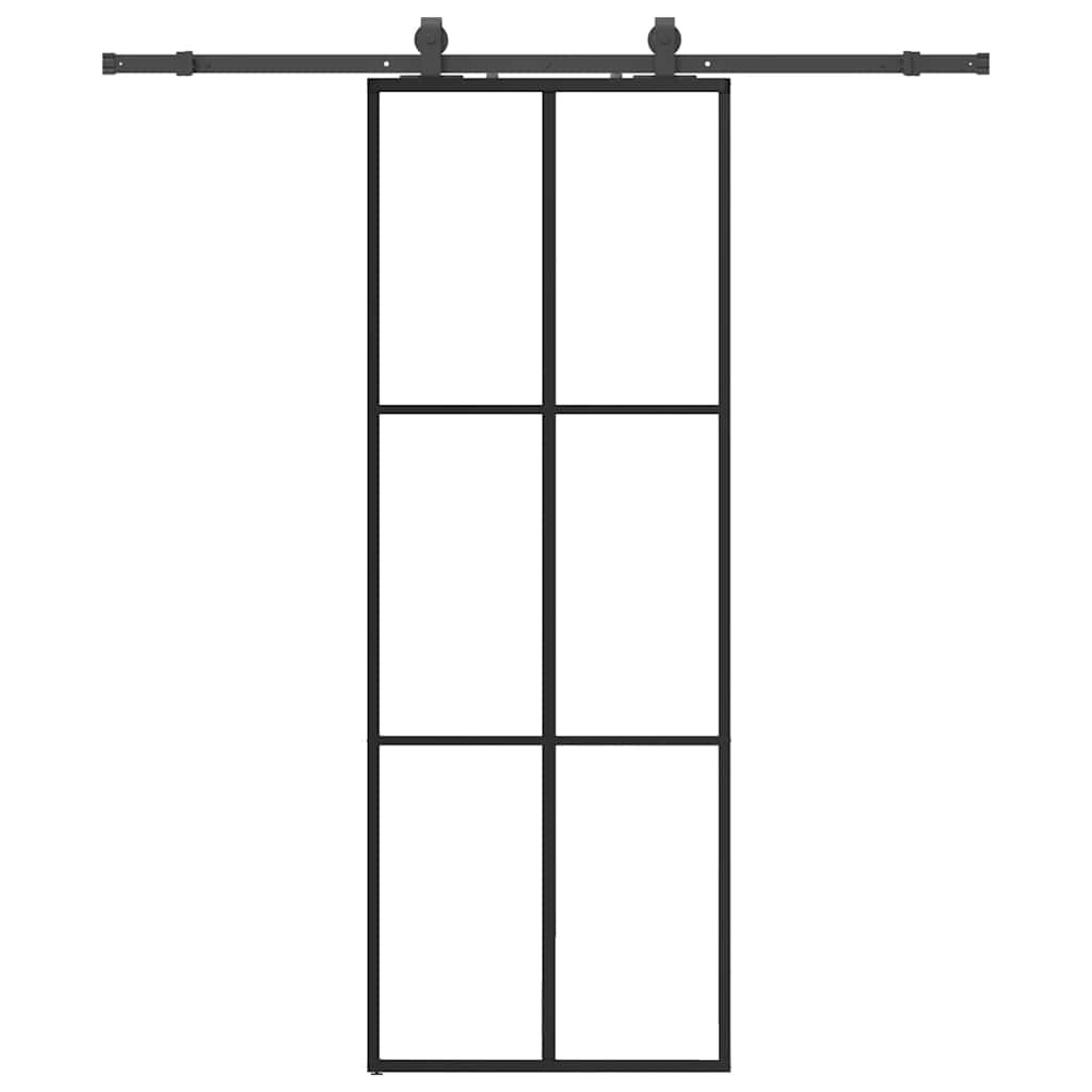 vidaXL Συρόμενη Πόρτα με Μηχανισμό Μαύρο 76x205 εκ. Γυαλί ESG